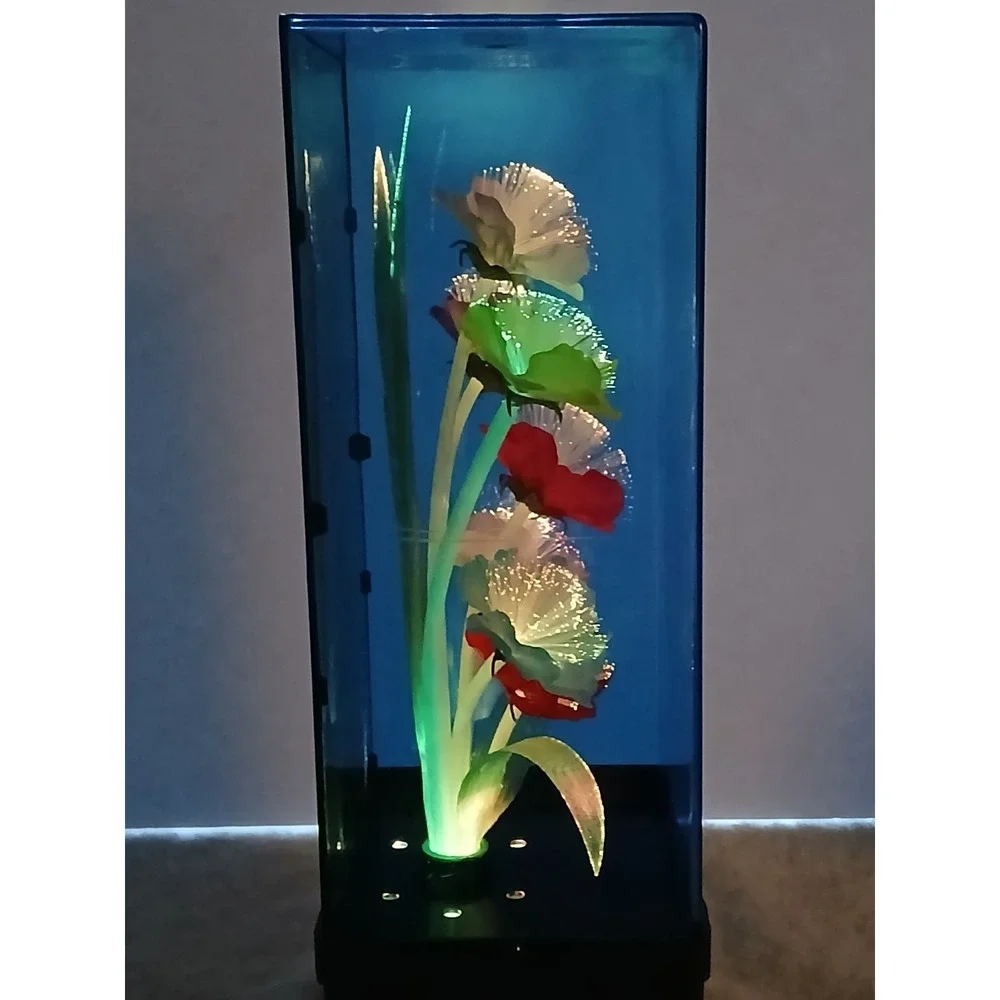 VTG 1999 Spencer Gifts Fiber Optic Flower Lamp Color Changing Light Box